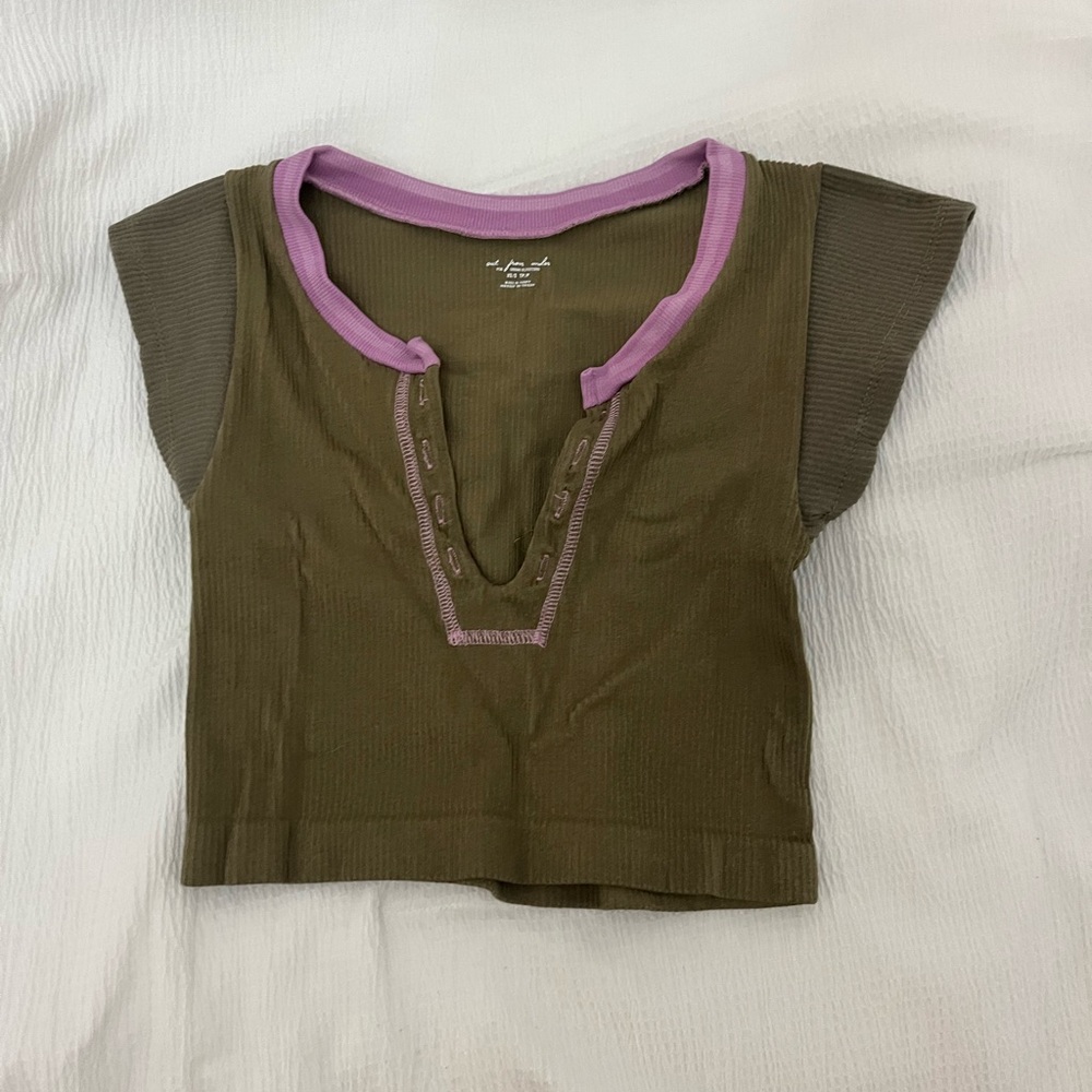 Olive and pink out from under urban outfitters top